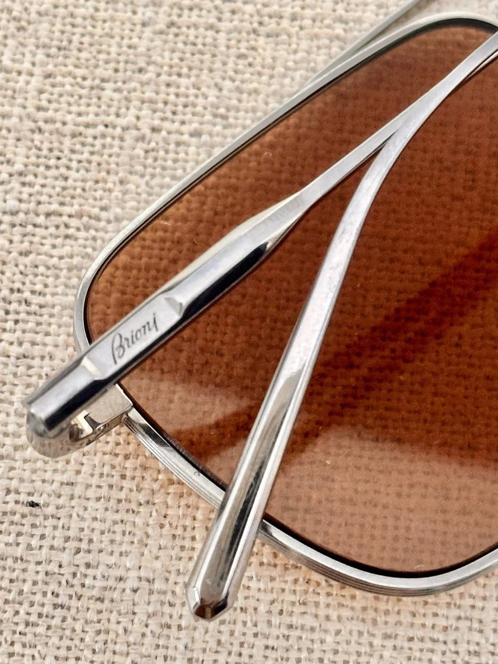Brioni Titanium Silver and Brown Double Bridge Sunglasses 53mm
